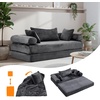 image:imageVINGLI Convertible Futon Sofa Bed Upholstered Corduroy Boneless Couch King Size Floor Loveseat Sleeper Sofa with 2in1 Throw Pillow amp Blanket Couches for Living Room Bedroom Lounge GreenDark Grey