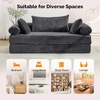 image:imageVINGLI Convertible Futon Sofa Bed Upholstered Corduroy Boneless Couch King Size Floor Loveseat Sleeper Sofa with 2in1 Throw Pillow amp Blanket Couches for Living Room Bedroom Lounge GreenDark Grey