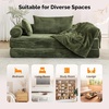 image:imageVINGLI Convertible Futon Sofa Bed Upholstered Corduroy Boneless Couch King Size Floor Loveseat Sleeper Sofa with 2in1 Throw Pillow amp Blanket Couches for Living Room Bedroom Lounge GreenGreen