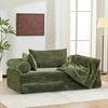 image:imageVINGLI Convertible Futon Sofa Bed Upholstered Corduroy Boneless Couch King Size Floor Loveseat Sleeper Sofa with 2in1 Throw Pillow amp Blanket Couches for Living Room Bedroom Lounge GreenGreen