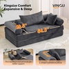 image:imageVINGLI Convertible Futon Sofa Bed Upholstered Corduroy Boneless Couch King Size Floor Loveseat Sleeper Sofa with 2in1 Throw Pillow amp Blanket Couches for Living Room Bedroom Lounge GreenDark Grey