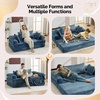image:imageVINGLI Convertible Futon Sofa Bed Upholstered Corduroy Boneless Couch King Size Floor Loveseat Sleeper Sofa with 2in1 Throw Pillow amp Blanket Couches for Living Room Bedroom Lounge GreenNavy Blue