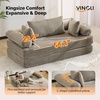 image:imageVINGLI Convertible Futon Sofa Bed Upholstered Corduroy Boneless Couch King Size Floor Loveseat Sleeper Sofa with 2in1 Throw Pillow amp Blanket Couches for Living Room Bedroom Lounge GreenGrey