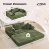 image:imageVINGLI Convertible Futon Sofa Bed Upholstered Corduroy Boneless Couch King Size Floor Loveseat Sleeper Sofa with 2in1 Throw Pillow amp Blanket Couches for Living Room Bedroom Lounge GreenGreen