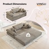 image:imageVINGLI Convertible Futon Sofa Bed Upholstered Corduroy Boneless Couch King Size Floor Loveseat Sleeper Sofa with 2in1 Throw Pillow amp Blanket Couches for Living Room Bedroom Lounge GreenGrey