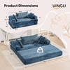 image:imageVINGLI Convertible Futon Sofa Bed Upholstered Corduroy Boneless Couch King Size Floor Loveseat Sleeper Sofa with 2in1 Throw Pillow amp Blanket Couches for Living Room Bedroom Lounge GreenNavy Blue