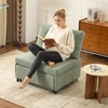 image:imageVINGLI Convertible Sofa Bed Tufted Teddy Fleece Sleeper Chair Bed Couch Armless Living Room Chairs with Adjustable Backrest Pull Out Couch Bed for Small SpacesLight Green