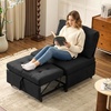 image:imageVINGLI Convertible Sofa Bed Tufted Teddy Fleece Sleeper Chair Bed Couch Armless Living Room Chairs with Adjustable Backrest Pull Out Couch Bed for Small SpacesBlack