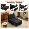 image:imageVINGLI Convertible Sofa Bed Tufted Teddy Fleece Sleeper Chair Bed Couch Armless Living Room Chairs with Adjustable Backrest Pull Out Couch Bed for Small SpacesBlack