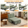 image:imageVINGLI Convertible Sofa Bed Tufted Teddy Fleece Sleeper Chair Bed Couch Armless Living Room Chairs with Adjustable Backrest Pull Out Couch Bed for Small SpacesLight Green