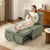 image:imageVINGLI Convertible Sofa Bed Tufted Teddy Fleece Sleeper Chair Bed Couch Armless Living Room Chairs with Adjustable Backrest Pull Out Couch Bed for Small SpacesLight Green