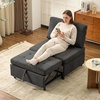 image:imageVINGLI Convertible Sofa Bed Tufted Teddy Fleece Sleeper Chair Bed Couch Armless Living Room Chairs with Adjustable Backrest Pull Out Couch Bed for Small SpacesDark Grey