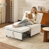 image:imageVINGLI Convertible Sofa Bed Tufted Teddy Fleece Sleeper Chair Bed Couch Armless Living Room Chairs with Adjustable Backrest Pull Out Couch Bed for Small SpacesWhite