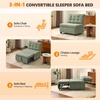 image:imageVINGLI Convertible Sofa Bed Tufted Teddy Fleece Sleeper Chair Bed Couch Armless Living Room Chairs with Adjustable Backrest Pull Out Couch Bed for Small SpacesLight Green