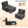 image:imageVINGLI Convertible Sofa Bed Tufted Teddy Fleece Sleeper Chair Bed Couch Armless Living Room Chairs with Adjustable Backrest Pull Out Couch Bed for Small SpacesDark Grey