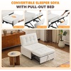 image:imageVINGLI Convertible Sofa Bed Tufted Teddy Fleece Sleeper Chair Bed Couch Armless Living Room Chairs with Adjustable Backrest Pull Out Couch Bed for Small SpacesWhite