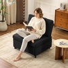 image:imageVINGLI Convertible Sofa Bed Tufted Teddy Fleece Sleeper Chair Bed Couch Armless Living Room Chairs with Adjustable Backrest Pull Out Couch Bed for Small SpacesBlack