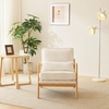 image:imageVINGLI Cozy Living Room Chairs Linen Pink Accent Chairs Set of 2 Wood Lounge Chairs for Bedroom Comfy Mid Century Modern Armchair Upholstered Reading Side Chairs for AdultsCoarse Linenbeige