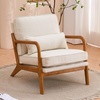 image:imageVINGLI Cozy Living Room Chairs Linen Pink Accent Chairs Set of 2 Wood Lounge Chairs for Bedroom Comfy Mid Century Modern Armchair Upholstered Reading Side Chairs for AdultsFine Linenbeige