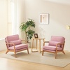 image:imageVINGLI Cozy Living Room Chairs Linen Pink Accent Chairs Set of 2 Wood Lounge Chairs for Bedroom Comfy Mid Century Modern Armchair Upholstered Reading Side Chairs for AdultsLinenpink