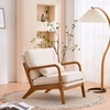 image:imageVINGLI Cozy Living Room Chairs Linen Pink Accent Chairs Set of 2 Wood Lounge Chairs for Bedroom Comfy Mid Century Modern Armchair Upholstered Reading Side Chairs for AdultsFine Linenbeige