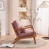 image:imageVINGLI Cozy Living Room Chairs Linen Pink Accent Chairs Set of 2 Wood Lounge Chairs for Bedroom Comfy Mid Century Modern Armchair Upholstered Reading Side Chairs for AdultsLinenpink