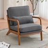 image:imageVINGLI Cozy Living Room Chairs Linen Pink Accent Chairs Set of 2 Wood Lounge Chairs for Bedroom Comfy Mid Century Modern Armchair Upholstered Reading Side Chairs for AdultsLinendark Grey