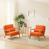 image:imageVINGLI Cozy Living Room Chairs Linen Pink Accent Chairs Set of 2 Wood Lounge Chairs for Bedroom Comfy Mid Century Modern Armchair Upholstered Reading Side Chairs for AdultsLinenburnt Orange