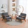 image:imageVINGLI Cozy Living Room Chairs Linen Pink Accent Chairs Set of 2 Wood Lounge Chairs for Bedroom Comfy Mid Century Modern Armchair Upholstered Reading Side Chairs for AdultsLinendark Grey