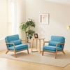 image:imageVINGLI Cozy Living Room Chairs Linen Pink Accent Chairs Set of 2 Wood Lounge Chairs for Bedroom Comfy Mid Century Modern Armchair Upholstered Reading Side Chairs for AdultsLinenteal