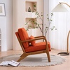 image:imageVINGLI Cozy Living Room Chairs Linen Pink Accent Chairs Set of 2 Wood Lounge Chairs for Bedroom Comfy Mid Century Modern Armchair Upholstered Reading Side Chairs for AdultsLinenburnt Orange