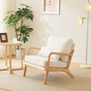 image:imageVINGLI Cozy Living Room Chairs Linen Pink Accent Chairs Set of 2 Wood Lounge Chairs for Bedroom Comfy Mid Century Modern Armchair Upholstered Reading Side Chairs for AdultsCoarse Linenbeige