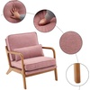 image:imageVINGLI Cozy Living Room Chairs Linen Pink Accent Chairs Set of 2 Wood Lounge Chairs for Bedroom Comfy Mid Century Modern Armchair Upholstered Reading Side Chairs for AdultsLinenpink