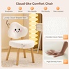 image:imageVINGLI Cute CloudBack Armless Vanity Chair with No Wheels Modern Desk Chair with 4 Solid Wood Legs for Girls Plush Chenille Velvet Comfy Makeup Accent Chair for BedroomLiving RoomOffice BeigeWhite Cream