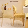 image:imageVINGLI Cute CloudBack Armless Vanity Chair with No Wheels Modern Desk Chair with 4 Solid Wood Legs for Girls Plush Chenille Velvet Comfy Makeup Accent Chair for BedroomLiving RoomOffice BeigeMustard Yellow