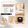 image:imageVINGLI Cute CloudBack Armless Vanity Chair with No Wheels Modern Desk Chair with 4 Solid Wood Legs for Girls Plush Chenille Velvet Comfy Makeup Accent Chair for BedroomLiving RoomOffice BeigeWhite Cream