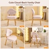 image:imageVINGLI Cute CloudBack Armless Vanity Chair with No Wheels Modern Desk Chair with 4 Solid Wood Legs for Girls Plush Chenille Velvet Comfy Makeup Accent Chair for BedroomLiving RoomOffice BeigeLight Pink