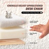 image:imageVINGLI Cute CloudBack Armless Vanity Chair with No Wheels Modern Desk Chair with 4 Solid Wood Legs for Girls Plush Chenille Velvet Comfy Makeup Accent Chair for BedroomLiving RoomOffice BeigeWhite Cream