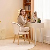 image:imageVINGLI Cute CloudBack Armless Vanity Chair with No Wheels Modern Desk Chair with 4 Solid Wood Legs for Girls Plush Chenille Velvet Comfy Makeup Accent Chair for BedroomLiving RoomOffice BeigeBeige