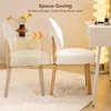 image:imageVINGLI Cute CloudBack Armless Vanity Chair with No Wheels Modern Desk Chair with 4 Solid Wood Legs for Girls Plush Chenille Velvet Comfy Makeup Accent Chair for BedroomLiving RoomOffice BeigeWhite Cream