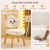 image:imageVINGLI Cute CloudBack Armless Vanity Chair with No Wheels Modern Desk Chair with 4 Solid Wood Legs for Girls Plush Chenille Velvet Comfy Makeup Accent Chair for BedroomLiving RoomOffice BeigeBeige