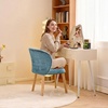 image:imageVINGLI Cute CloudBack Armless Vanity Chair with No Wheels Modern Desk Chair with 4 Solid Wood Legs for Girls Plush Chenille Velvet Comfy Makeup Accent Chair for BedroomLiving RoomOffice BeigeOcean Blue