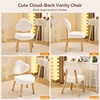 image:imageVINGLI Cute CloudBack Armless Vanity Chair with No Wheels Modern Desk Chair with 4 Solid Wood Legs for Girls Plush Chenille Velvet Comfy Makeup Accent Chair for BedroomLiving RoomOffice BeigeWhite Cream