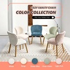 image:imageVINGLI Cute CloudBack Armless Vanity Chair with No Wheels Modern Desk Chair with 4 Solid Wood Legs for Girls Plush Chenille Velvet Comfy Makeup Accent Chair for BedroomLiving RoomOffice BeigeBeige