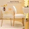 image:imageVINGLI Cute CloudBack Armless Vanity Chair with No Wheels Modern Desk Chair with 4 Solid Wood Legs for Girls Plush Chenille Velvet Comfy Makeup Accent Chair for BedroomLiving RoomOffice BeigeBeige