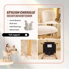 image:imageVINGLI Cute CloudBack Armless Vanity Chair with No Wheels Modern Desk Chair with 4 Solid Wood Legs for Girls Plush Chenille Velvet Comfy Makeup Accent Chair for BedroomLiving RoomOffice BeigeBeige