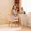 image:imageVINGLI Cute CloudBack Armless Vanity Chair with No Wheels Modern Desk Chair with 4 Solid Wood Legs for Girls Plush Chenille Velvet Comfy Makeup Accent Chair for BedroomLiving RoomOffice BeigeLight Pink
