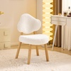 image:imageVINGLI Cute CloudBack Armless Vanity Chair with No Wheels Modern Desk Chair with 4 Solid Wood Legs for Girls Plush Chenille Velvet Comfy Makeup Accent Chair for BedroomLiving RoomOffice BeigeWhite Cream