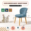 image:imageVINGLI Cute CloudBack Armless Vanity Chair with No Wheels Modern Desk Chair with 4 Solid Wood Legs for Girls Plush Chenille Velvet Comfy Makeup Accent Chair for BedroomLiving RoomOffice BeigeOcean Blue