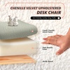 image:imageVINGLI Cute CloudBack Armless Vanity Chair with No Wheels Modern Desk Chair with 4 Solid Wood Legs for Girls Plush Chenille Velvet Comfy Makeup Accent Chair for BedroomLiving RoomOffice BeigeGrass Green